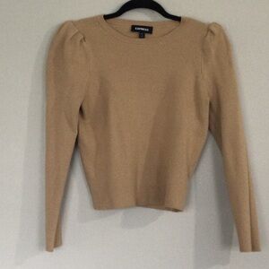 EXPRESS, TAN, CROPPED SWEATER LONG SLEEVE SHIRT, SMALL, USED
